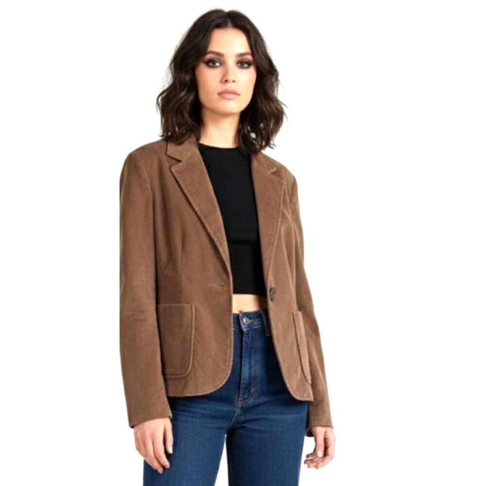 ☕️ GAP Tan Corduroy Blazer Single Button Y2k Vibes  Womens Size 8 🤎